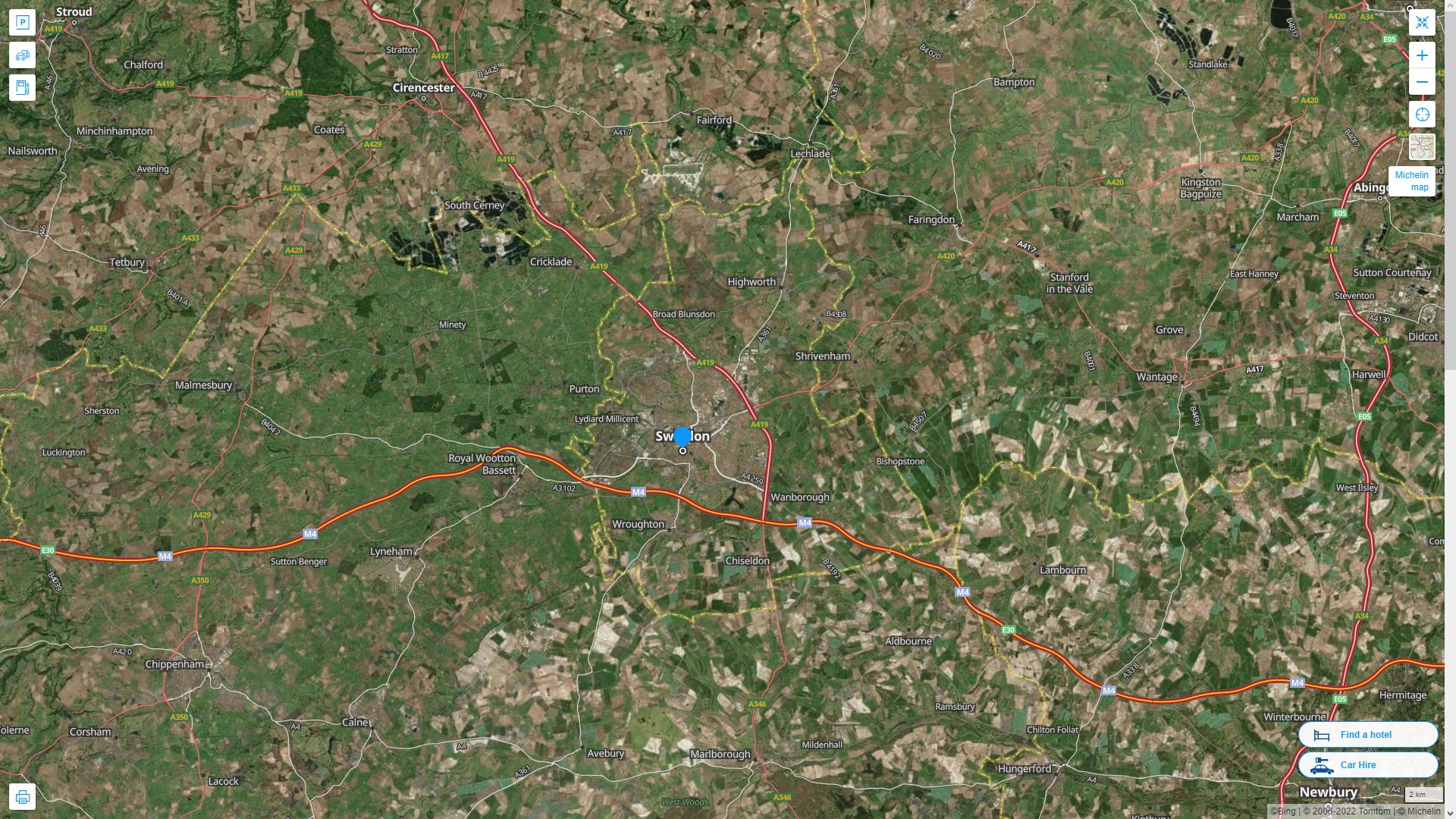 Swindon Highway and Road Map with Satellite View